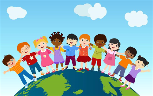 Kids holding hands around the world